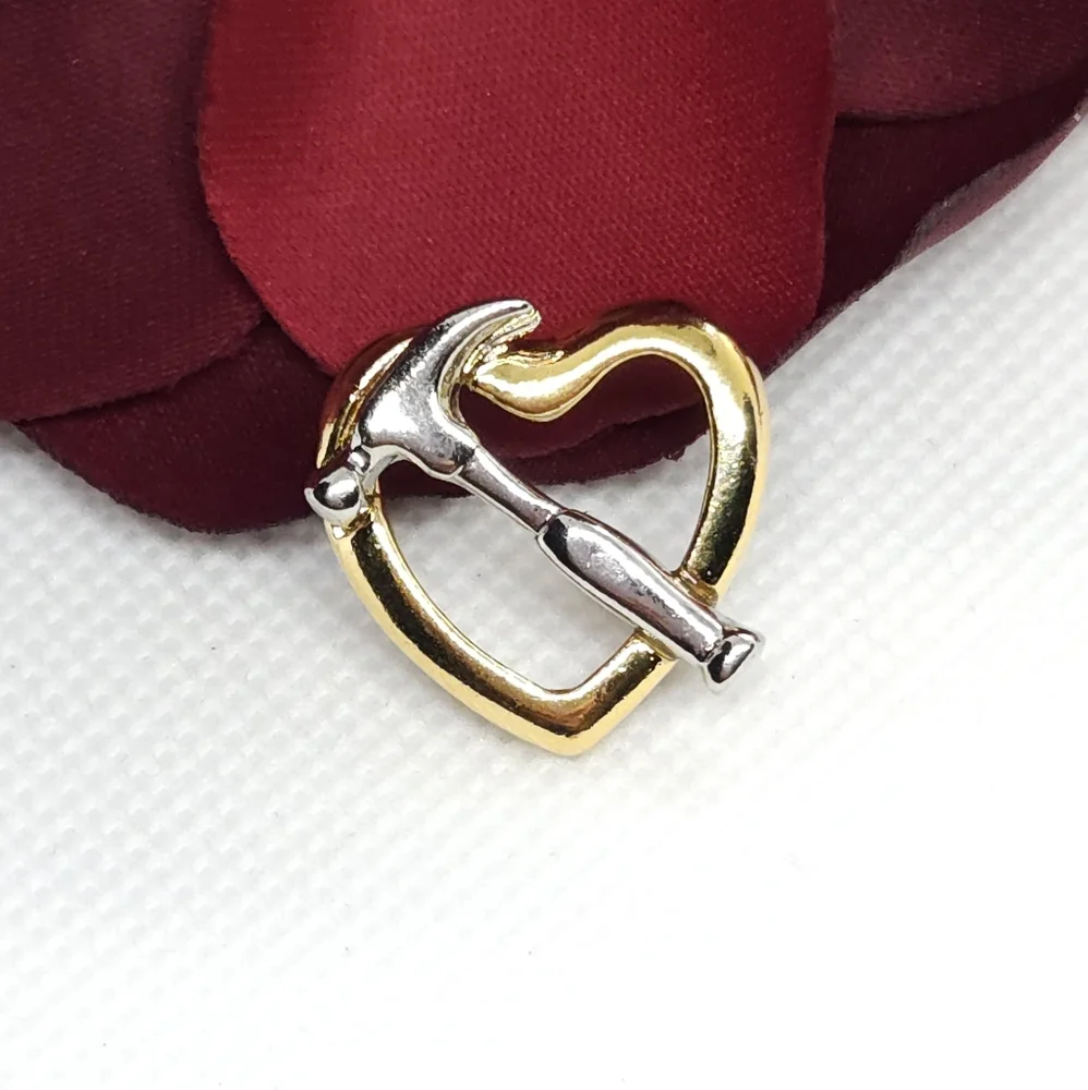 Gold Heart & Silver Hammer Pin Lapel Pin
